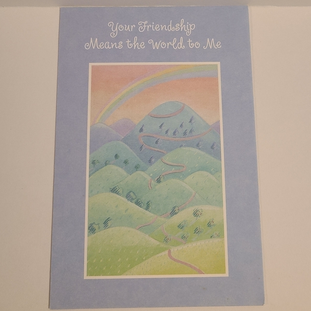 Vintage Tender Thoughts Pastel Landscape Rainbow Friendship Card - New